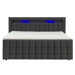 Polsterbett LED BEATA 180 x 200 cm anthrazit