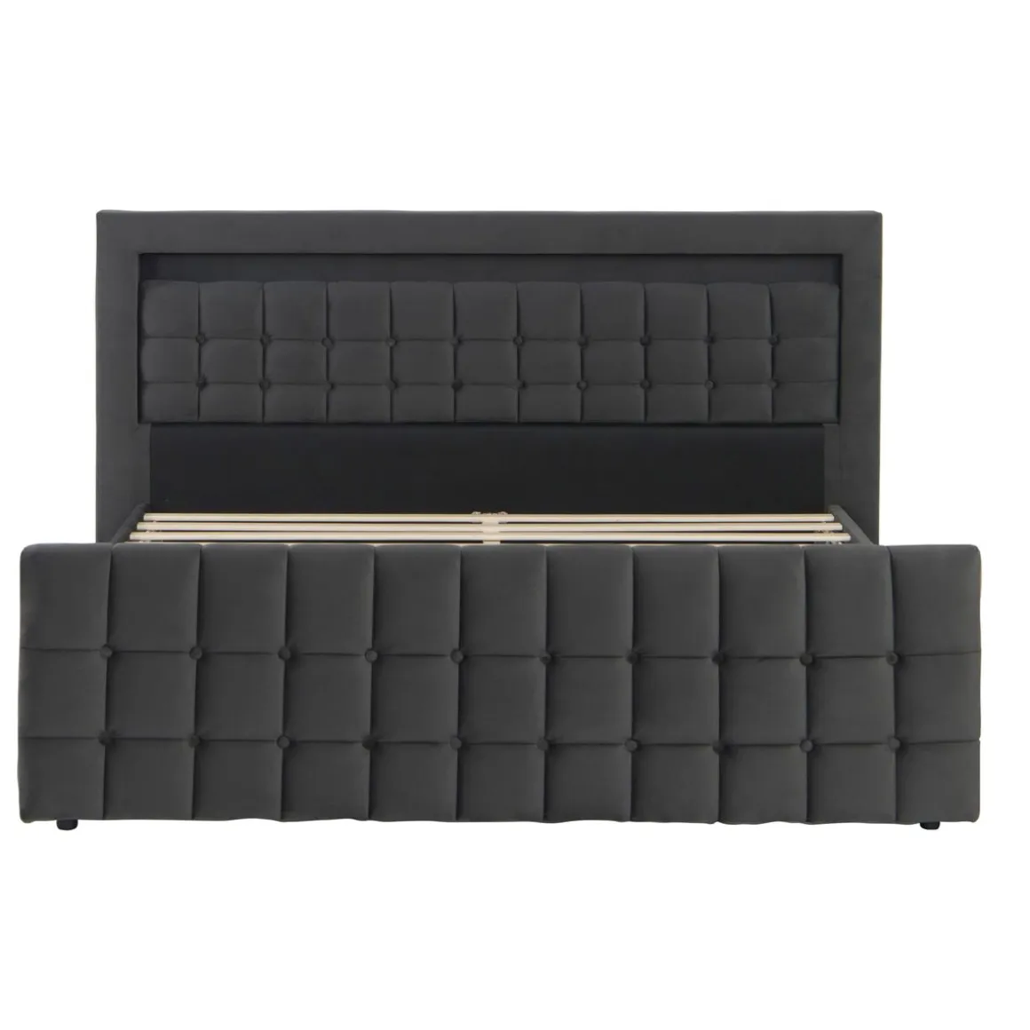 Polsterbett LED BEATA 180 x 200 cm anthrazit