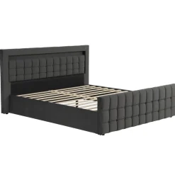 Polsterbett LED BEATA 160 x 200 cm anthrazit