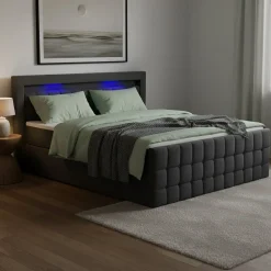 Polsterbett LED BEATA 160 x 200 cm anthrazit