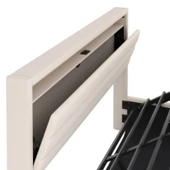 Polsterbett LED KAREN mit Stauraum 140 x 200 cm beige