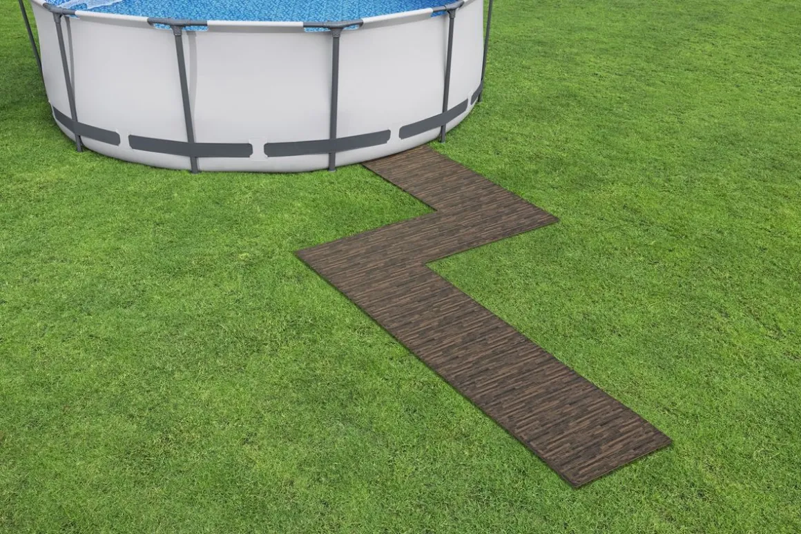 Pool Bodenschutz Fliesen Holzoptik 12er Set 50 x 50 cm
