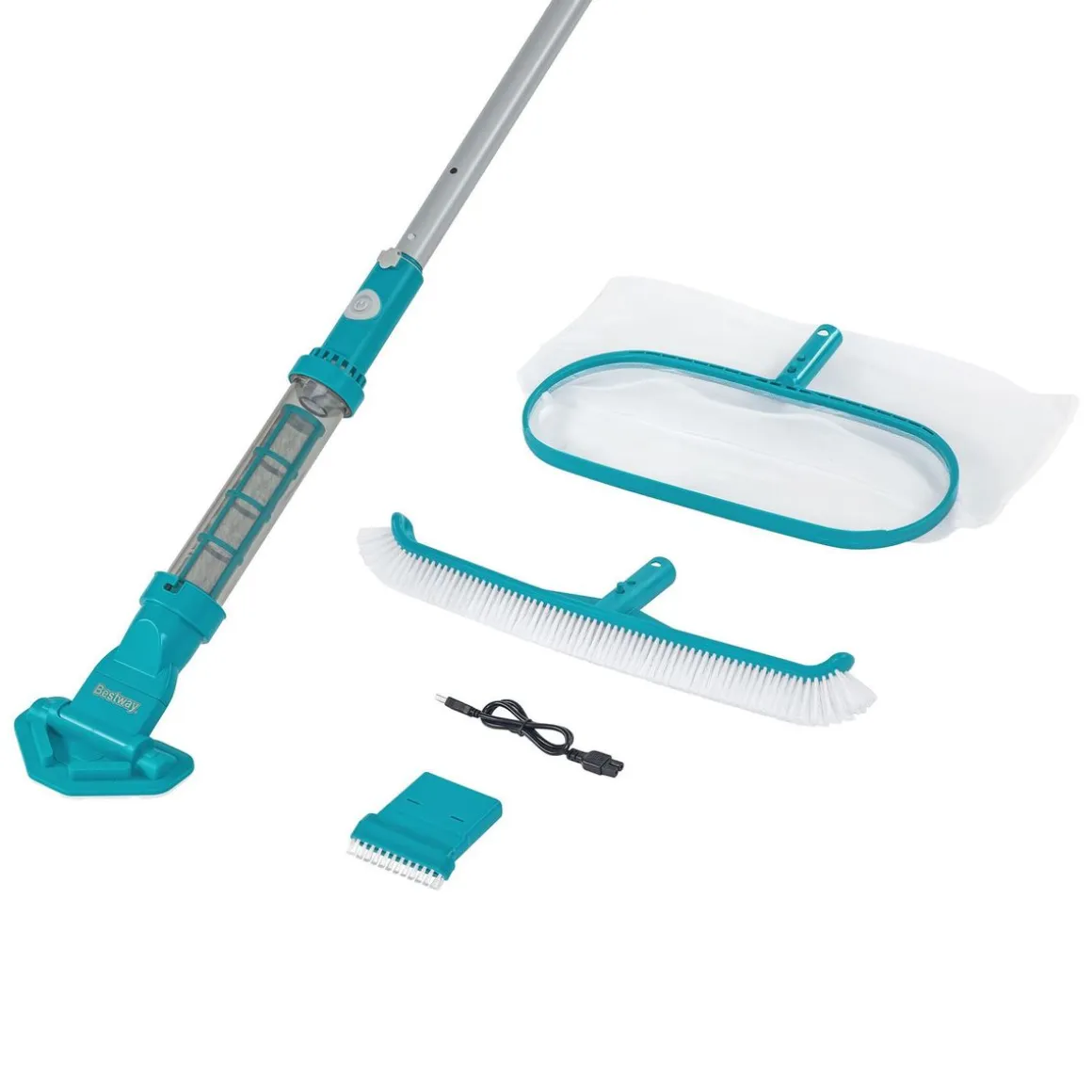 Poolsauger Set AquaSurge kabellos mit Kescher und Bürste