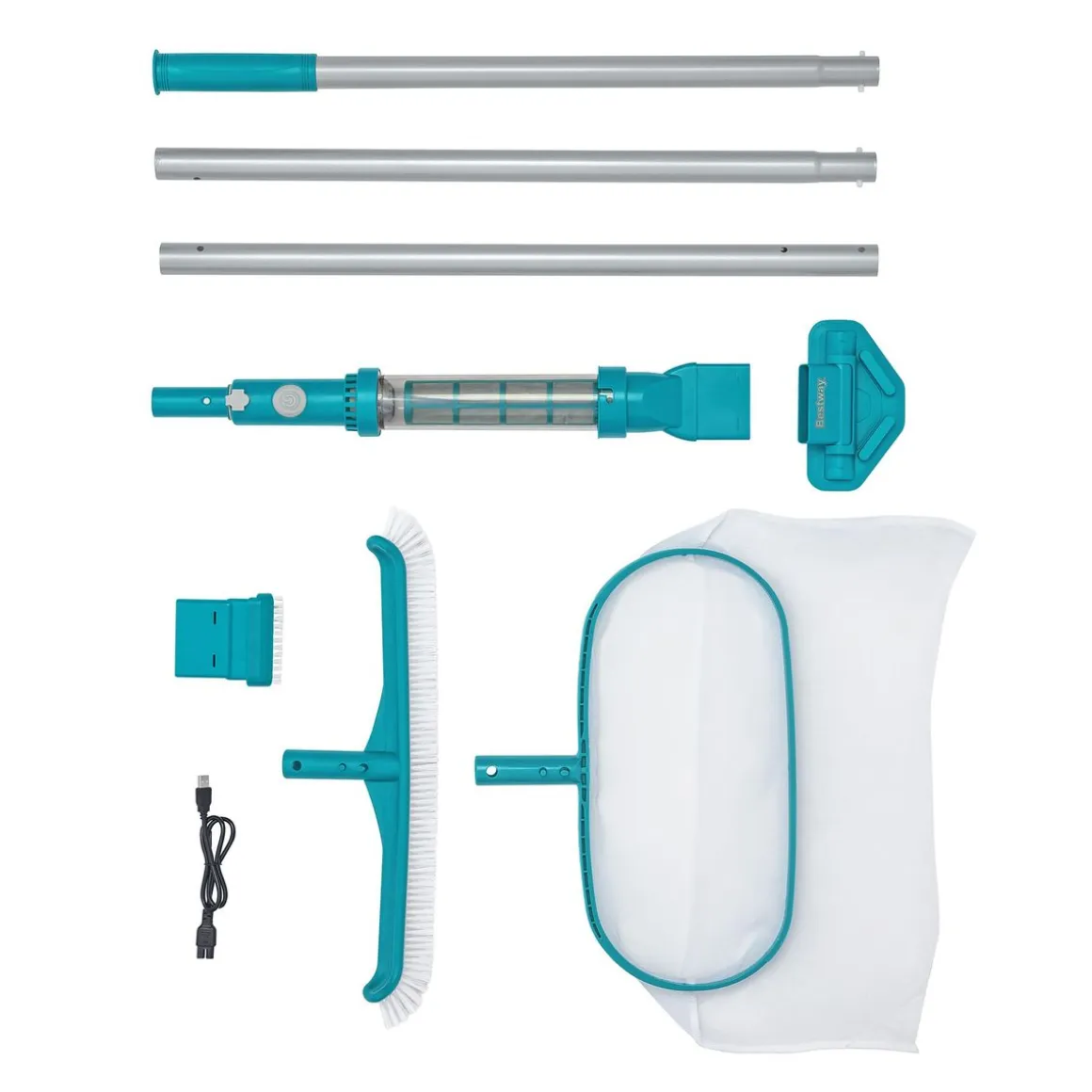 Poolsauger Set AquaSurge kabellos mit Kescher und Bürste