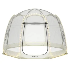 Pop-Up Bubble Zelt LED 8-10 Personen 3.8 m transparent/weiss