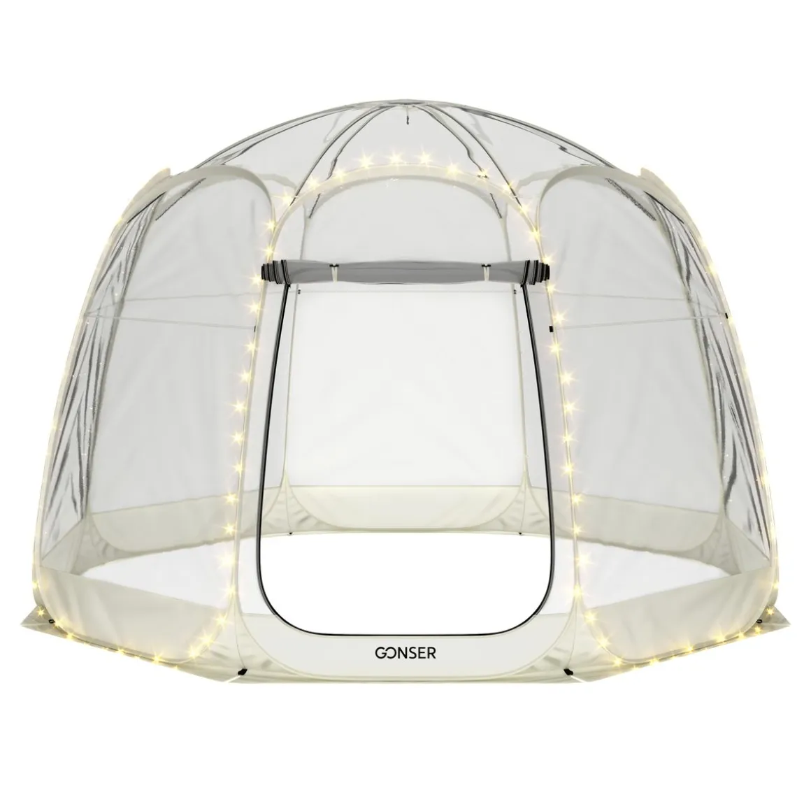 Pop-Up Bubble Zelt LED 8-10 Personen 3.8 m transparent/weiss
