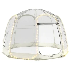 Pop-Up Bubble Zelt LED 8-10 Personen 3.8 m transparent/weiss