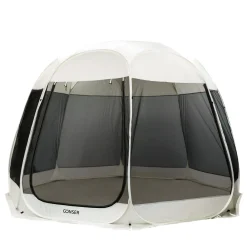Pop-Up Pavillon LED 8-10 Personen 4 x 3 m transparent/schwarz