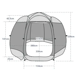 Pop-Up Pavillon LED 8-10 Personen 4 x 3 m transparent/schwarz