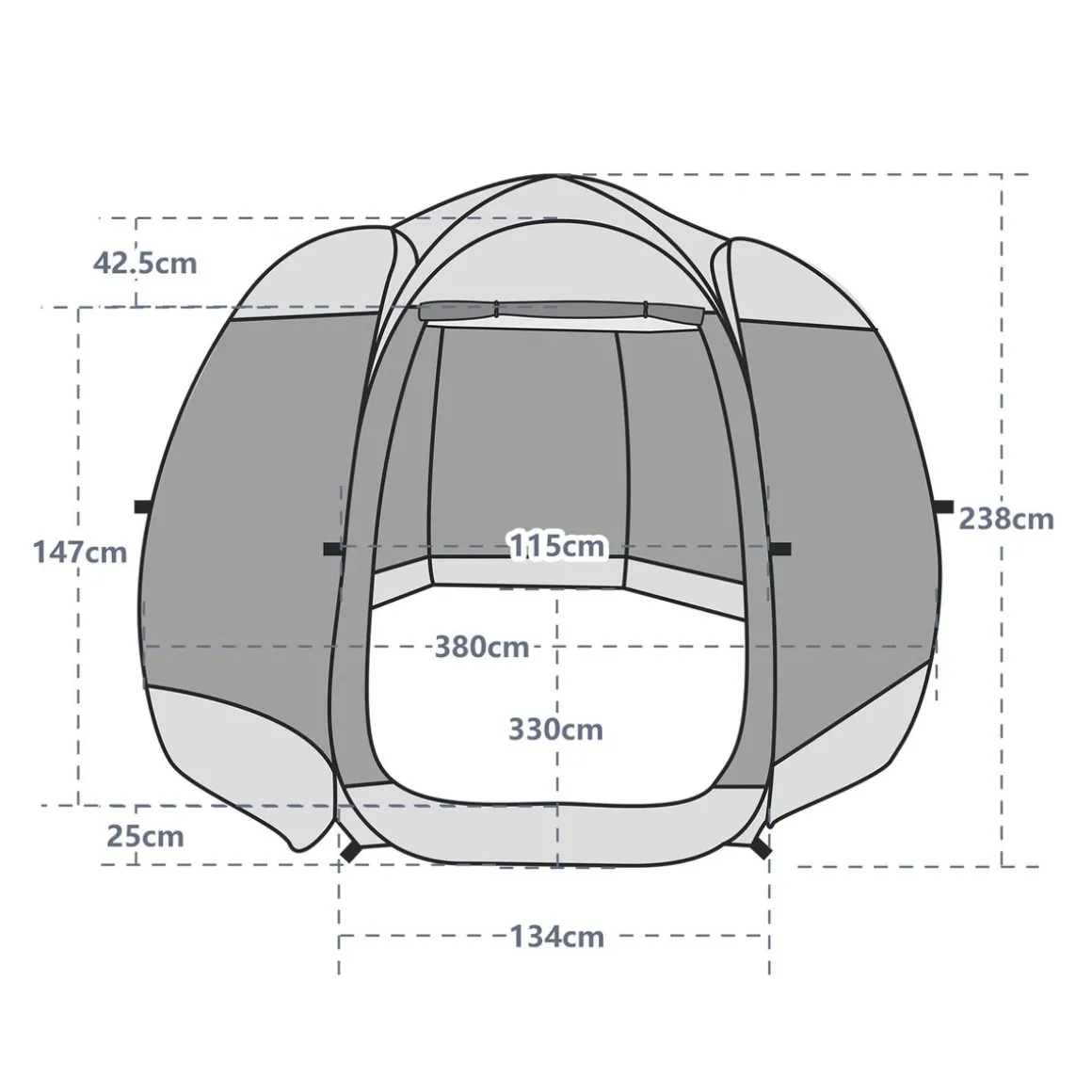 Pop-Up Pavillon LED 8-10 Personen 4 x 3 m transparent/schwarz