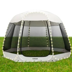 Pop-Up Pavillon LED 8-10 Personen 4 x 3 m transparent/schwarz