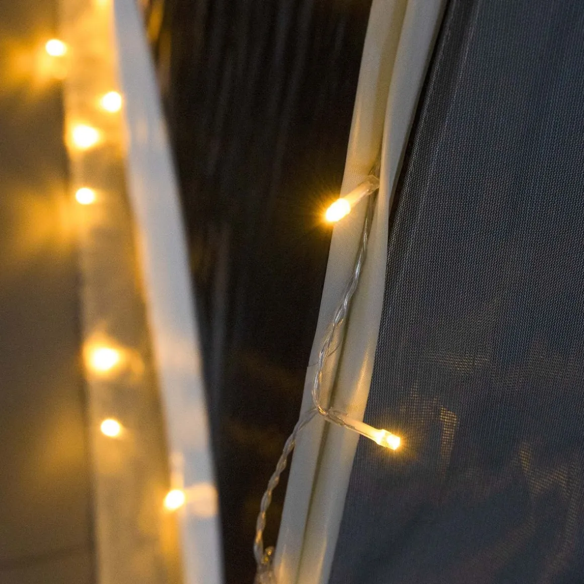Pop-Up Pavillon LED 8-10 Personen 4 x 3 m transparent/schwarz