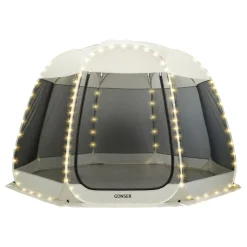 Pop-Up Pavillon LED 8-10 Personen 4 x 3 m transparent/schwarz