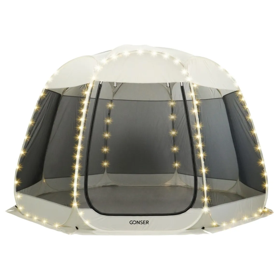 Pop-Up Pavillon LED 8-10 Personen 4 x 3 m transparent/schwarz