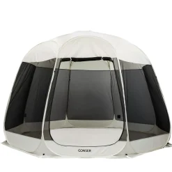Pop-Up Pavillon LED 8-10 Personen 4 x 3 m transparent/schwarz