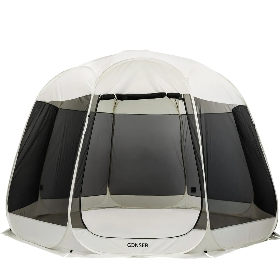 Pop-Up Pavillon LED 8-10 Personen 4 x 3 m transparent/schwarz