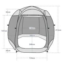Pop-Up Pavillon LED 4-6 Personen 3 x 2 m transparent/schwarz