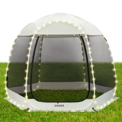 Pop-Up Pavillon LED 4-6 Personen 3 x 2 m transparent/schwarz