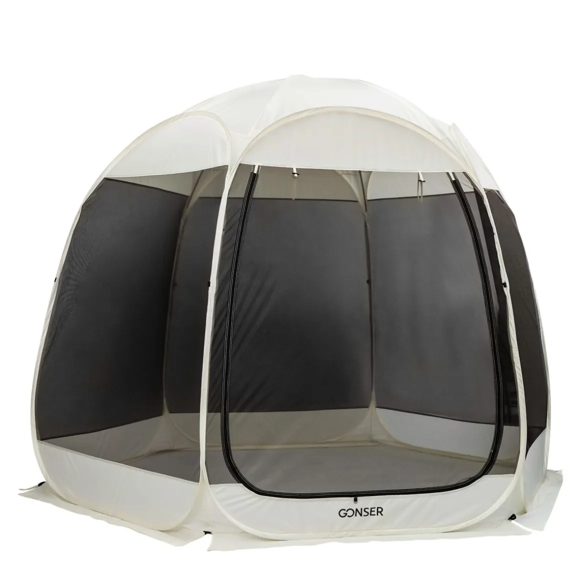 Pop-Up Pavillon LED 4-6 Personen 3 x 2 m transparent/schwarz