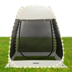 Pop-Up Pavillon LED 2-3 Personen 2 x 2 m transparent/schwarz