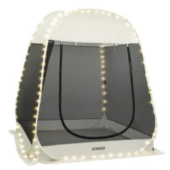 Pop-Up Pavillon LED 2-3 Personen 2 x 2 m transparent/schwarz