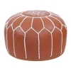 Pouf Leder DAMASKUS hellbraun