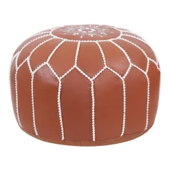Pouf Leder DAMASKUS hellbraun