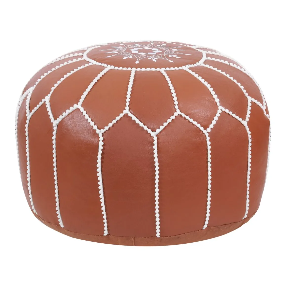 Pouf Leder DAMASKUS hellbraun