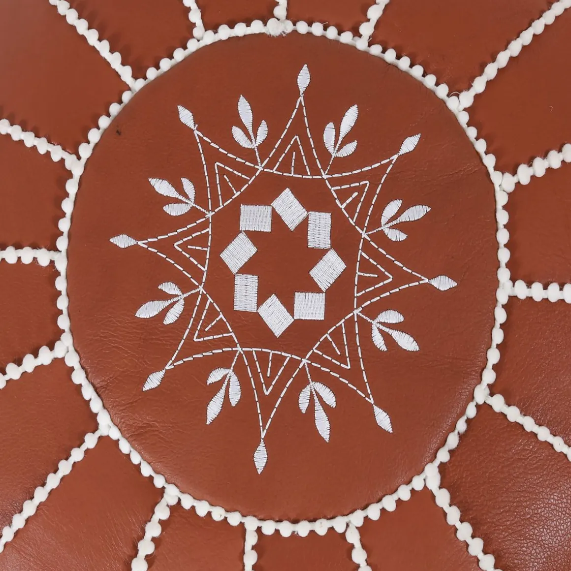Pouf Leder DAMASKUS hellbraun