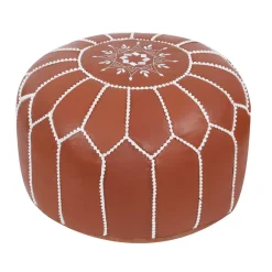 Pouf Leder DAMASKUS hellbraun