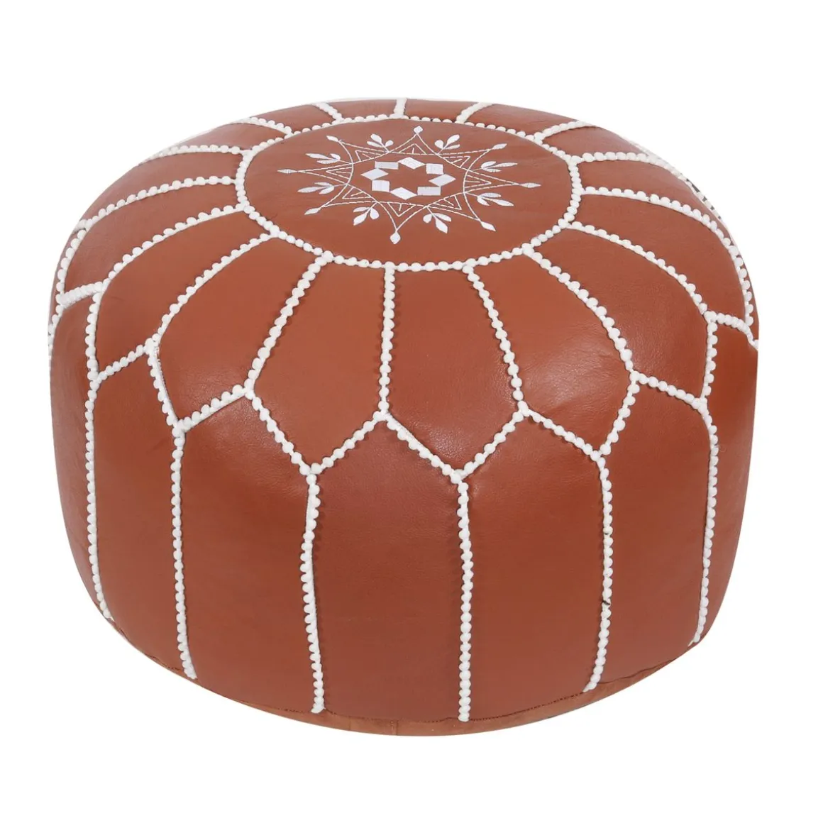 Pouf Leder DAMASKUS hellbraun