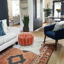 Pouf Leder DAMASKUS hellbraun