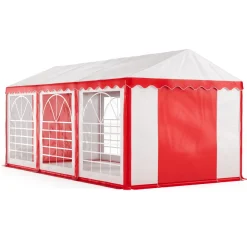Profi PVC Partyzelt 3 x 6 m rot/weiss