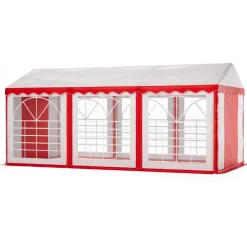 Profi PVC Partyzelt 3 x 6 m rot/weiss