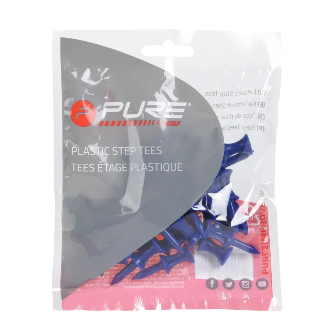 Pure2Improve Golf Tees 30er Set Kunststoff 37 mm blau