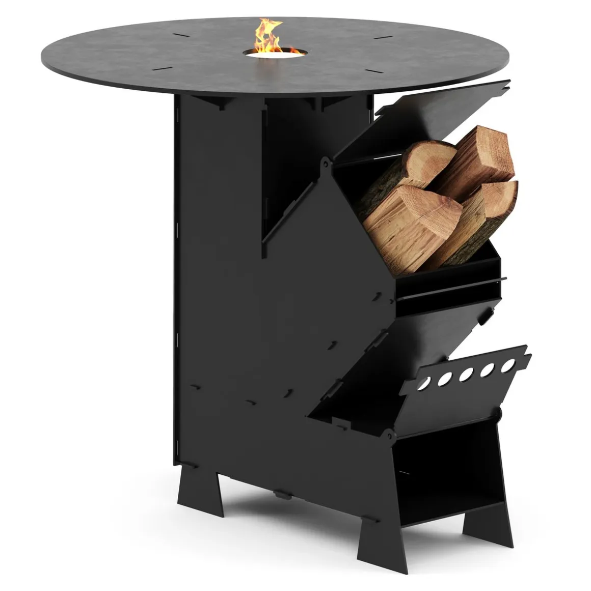 Raketenofen mit Grillplatte 36 x 14 x 57 cm