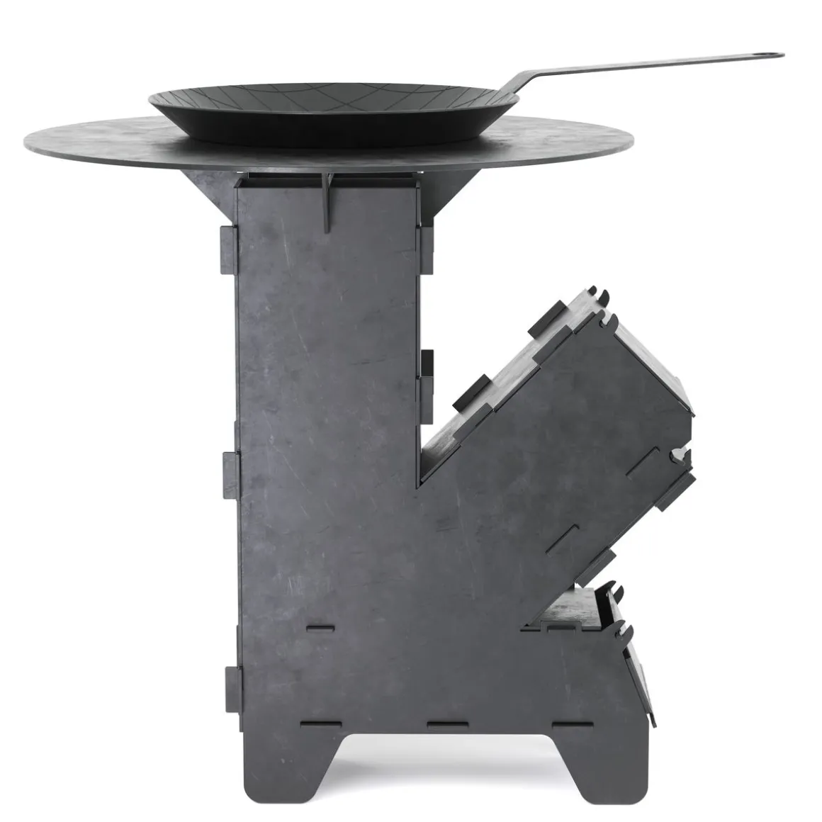 Raketenofen mit Grillplatte und Pfanne 36 x 14 x 57 cm