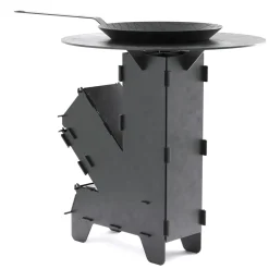 Raketenofen mit Grillplatte und Pfanne 36 x 14 x 57 cm