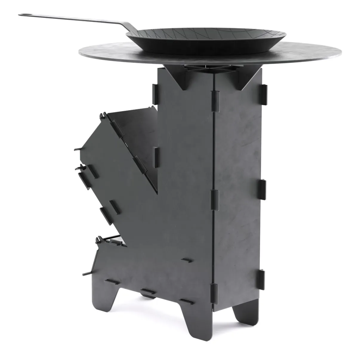 Raketenofen mit Grillplatte und Pfanne 36 x 14 x 57 cm