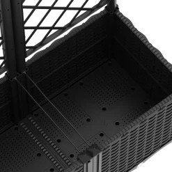 Rankgitter mit Blumenkasten Rattan 80 x 40 x 136 cm schwarz