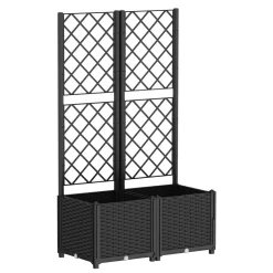 Rankgitter mit Blumenkasten Rattan 80 x 40 x 136 cm schwarz