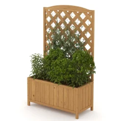 Rankgitter mit Blumenkasten natur