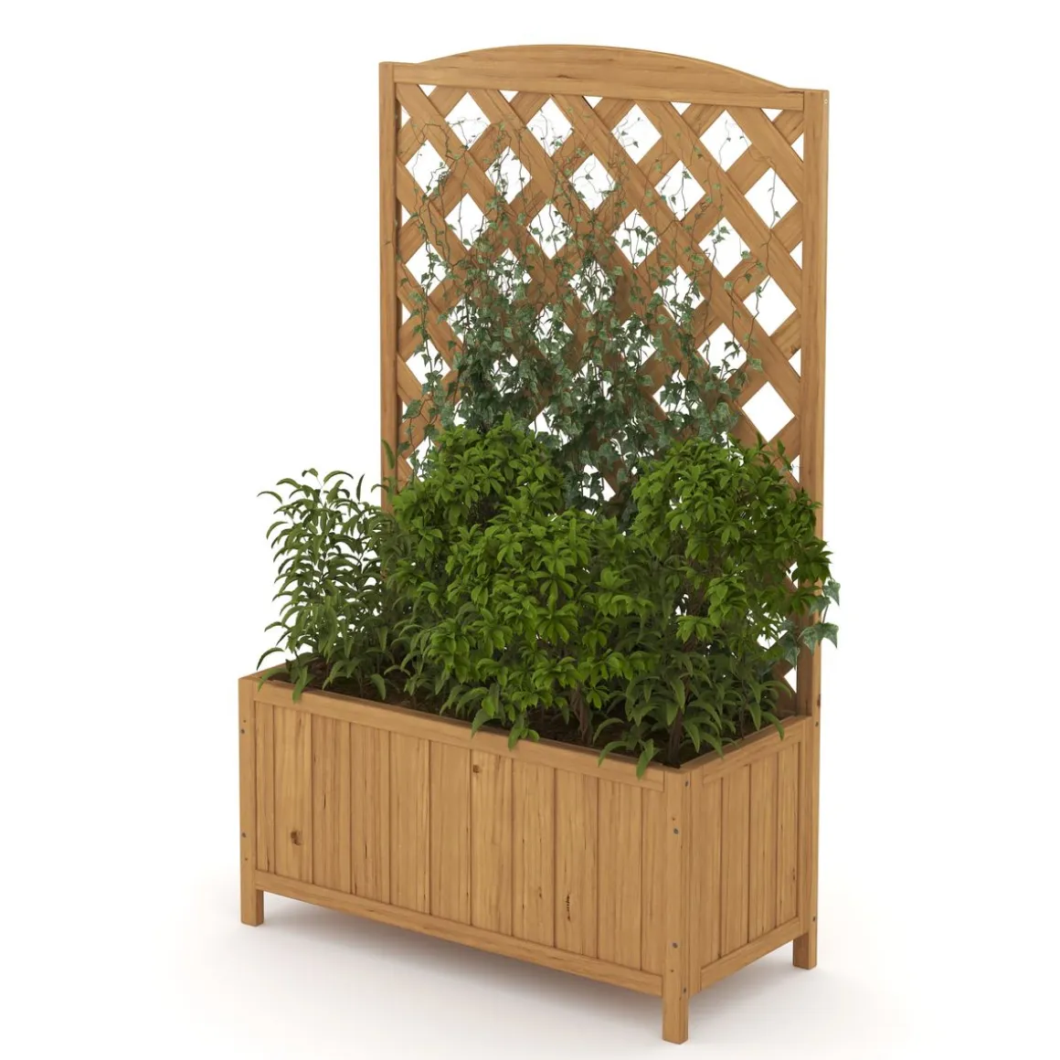 Rankgitter mit Blumenkasten natur