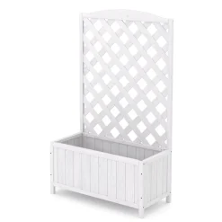 Rankgitter mit Blumenkasten weiss