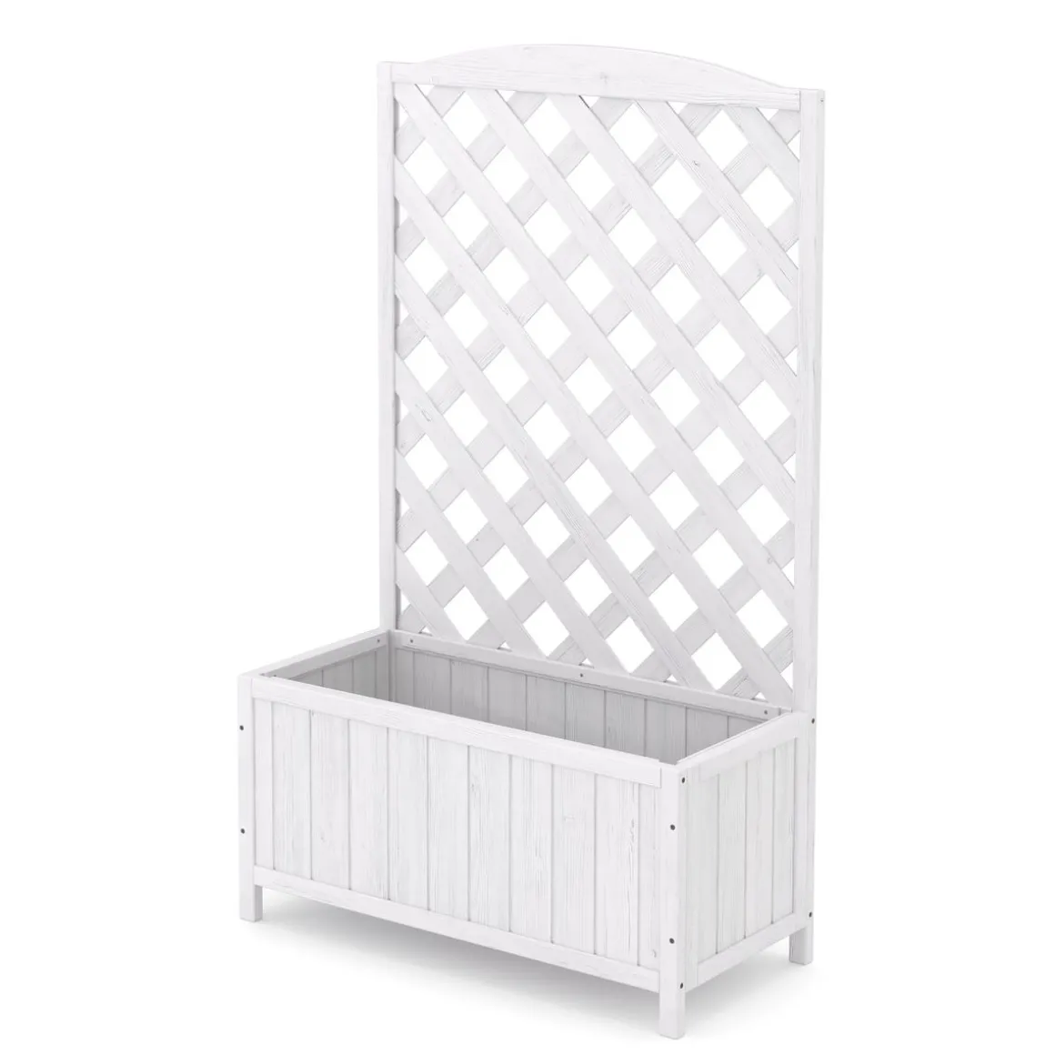 Rankgitter mit Blumenkasten weiss
