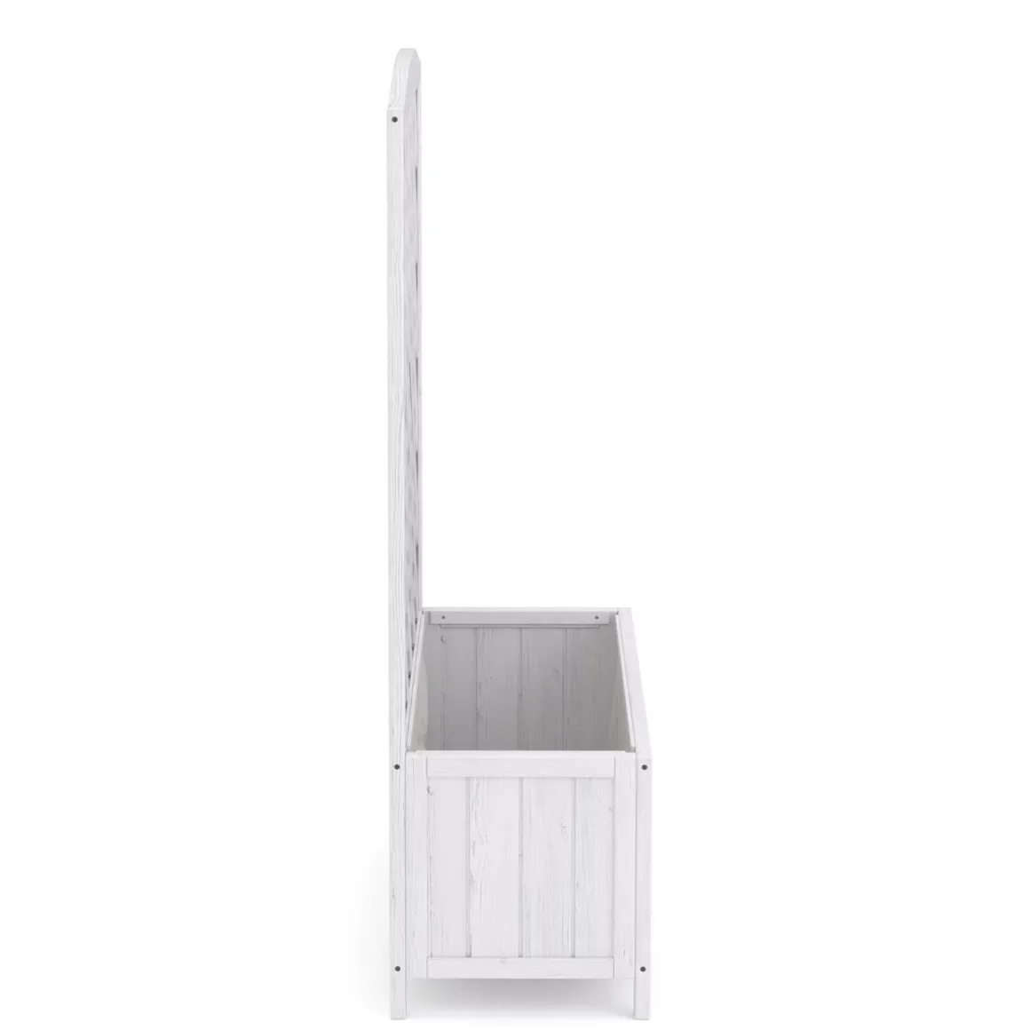 Rankgitter mit Blumenkasten weiss