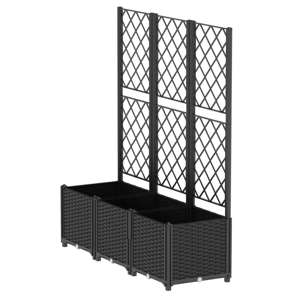 Rankgitter mit Blumenkasten Rattan 120 x 40 x 136 cm schwarz