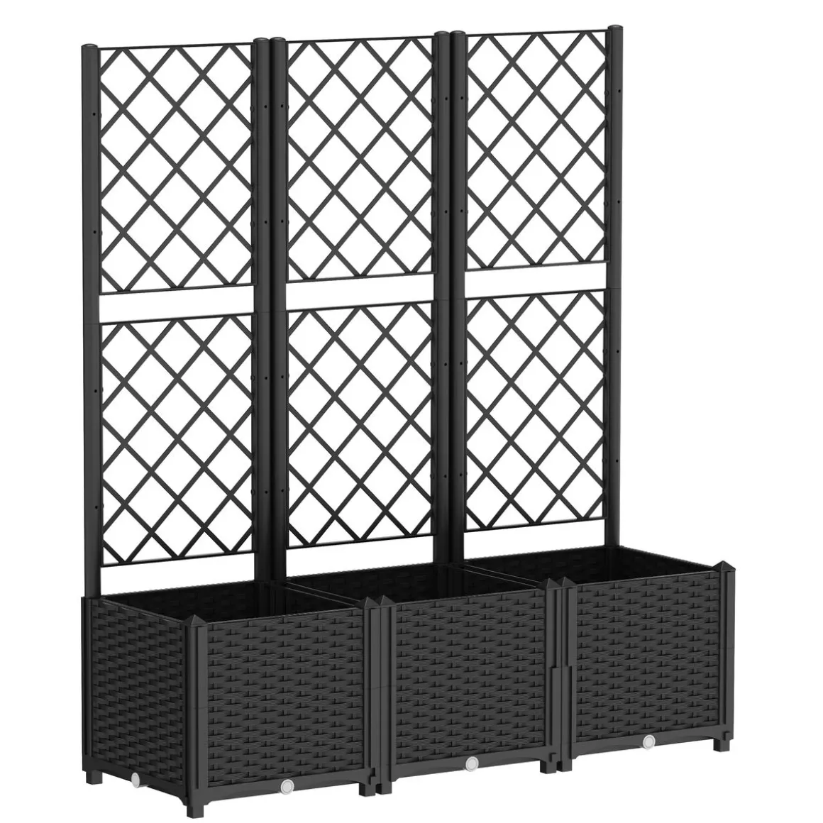 Rankgitter mit Blumenkasten Rattan 120 x 40 x 136 cm schwarz