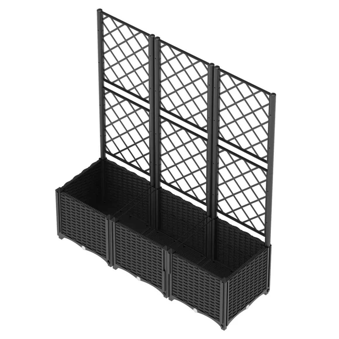 Rankgitter mit Blumenkasten Rattan 120 x 40 x 136 cm schwarz