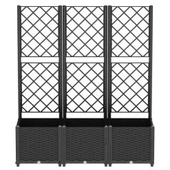 Rankgitter mit Blumenkasten Rattan 120 x 40 x 136 cm schwarz